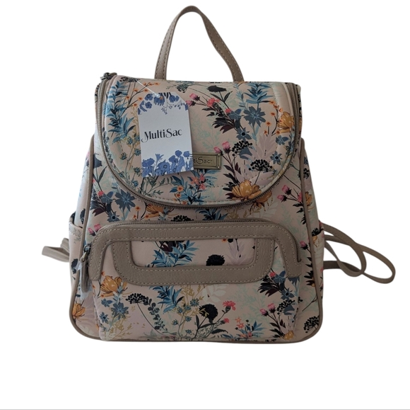Catalina Handbags - MultiSac Catalina Floral Women's Back Pack Bag - Cream